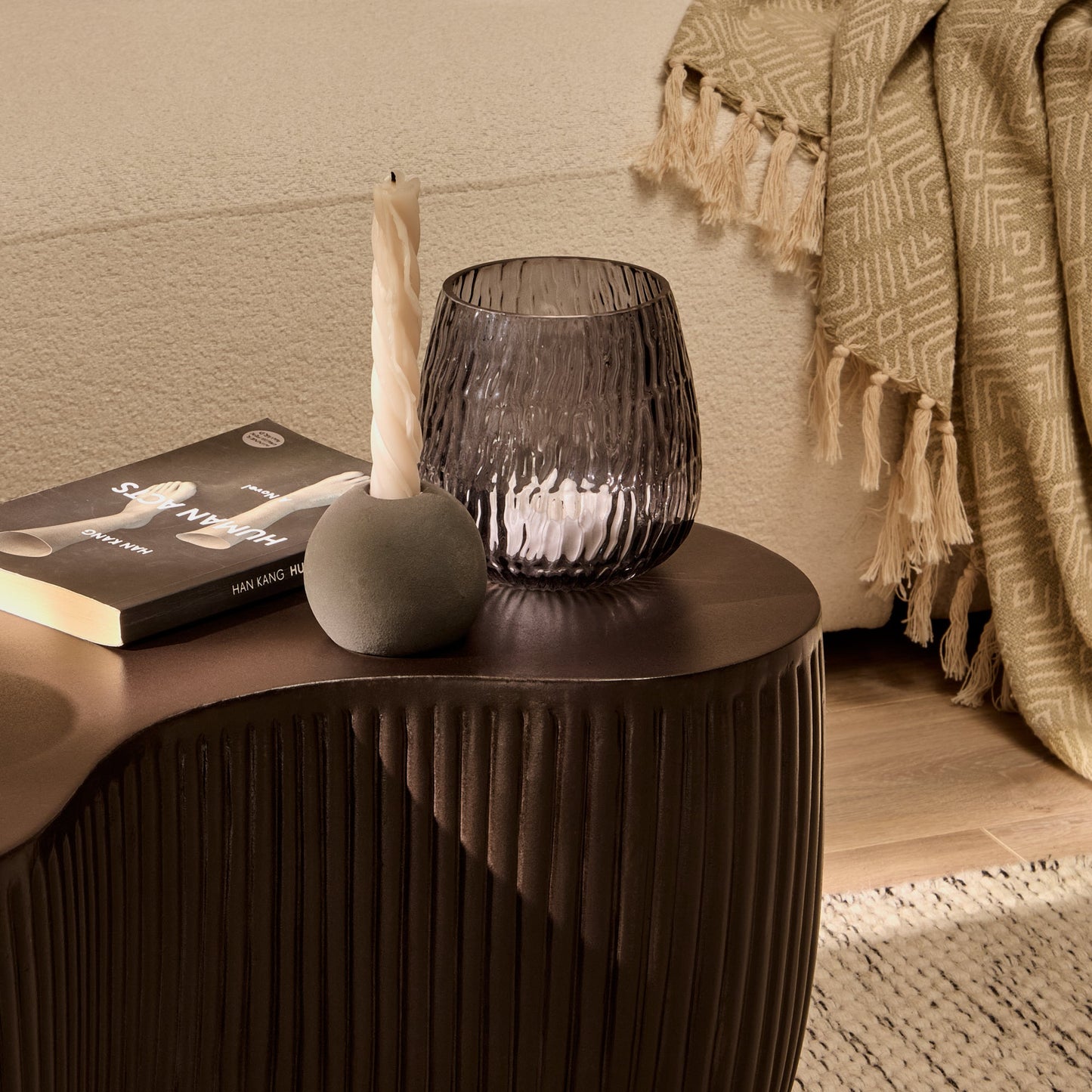 Sohan 61cm Kidney Coffee Table - Lava Black - Laura James