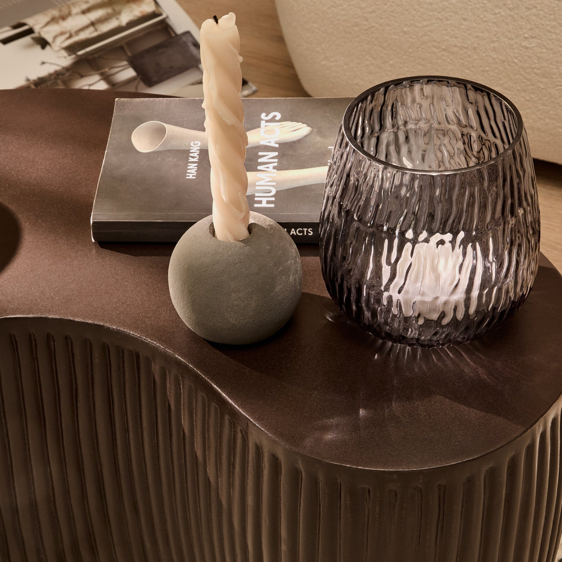 Sohan 61cm Kidney Coffee Table - Lava Black - Laura James