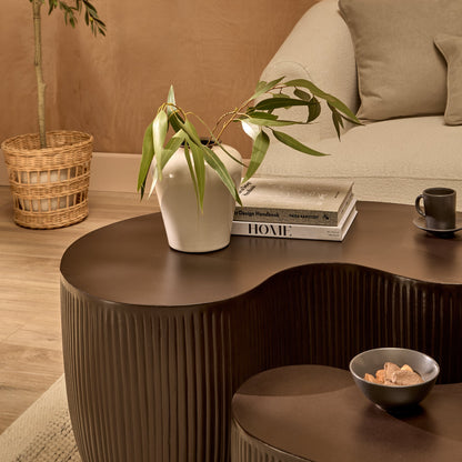 Sohan 61cm with 84cm Kidney Coffee Table - Lava Black - Laura James