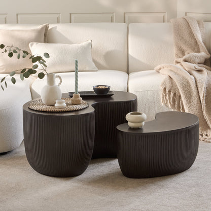 Sohan 61cm with 84cm Kidney Concrete Coffee Table - Lava Black - Laura James