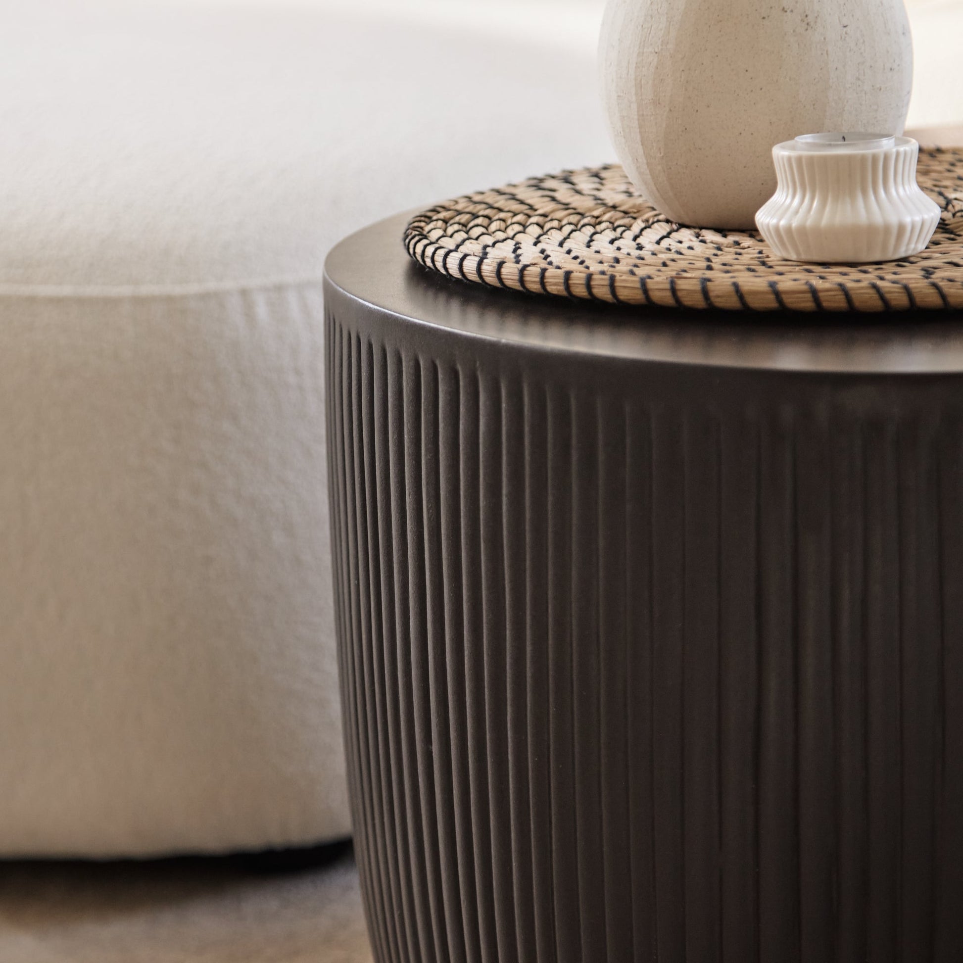 Sohan 61cm with 84cm Kidney Concrete Coffee Table - Lava Black - Laura James