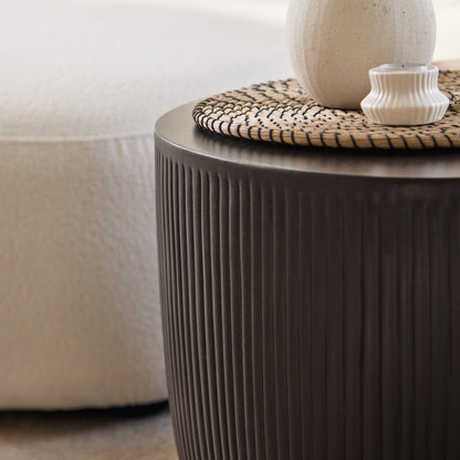Sohan 61cm with 84cm Kidney Concrete Coffee Table - Lava Black - Laura James