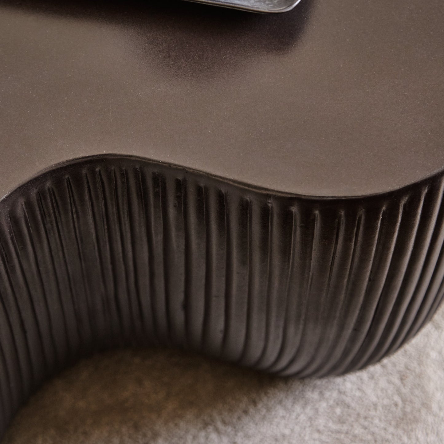 Sohan 61cm with 84cm Kidney Concrete Coffee Table - Lava Black - Laura James