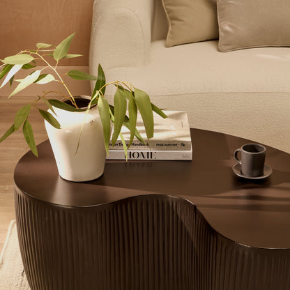 Sohan 84cm Kidney Coffee Table - Lava Black - Laura James