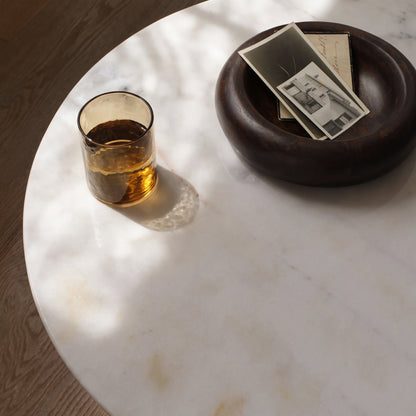 Sorrell 75cm Round Jet Black Mango Wood & White Marble Coffee Table