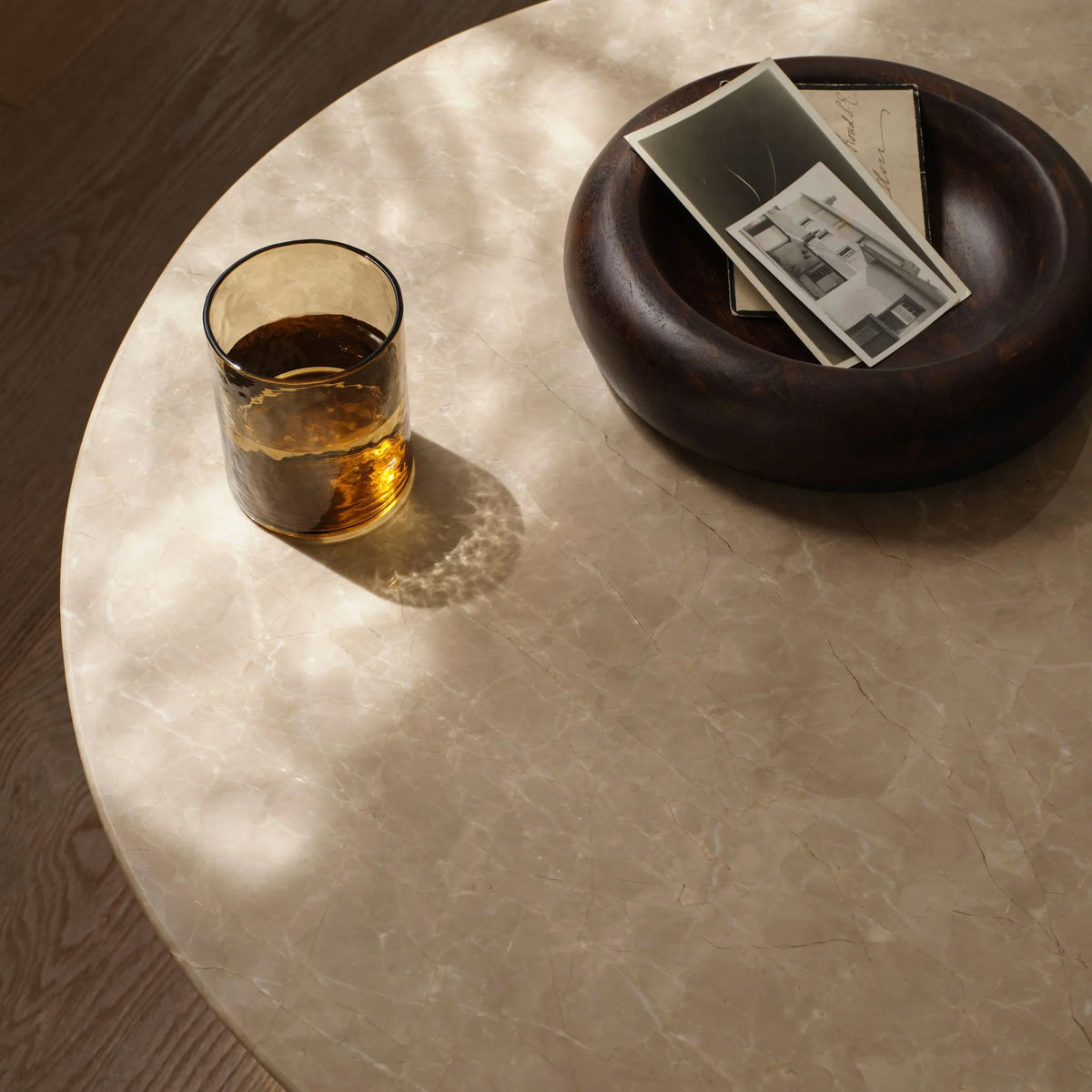 Sorrell 75cm Round Coffee Table - Jet Black Mangowood & Lady Grey Marble
