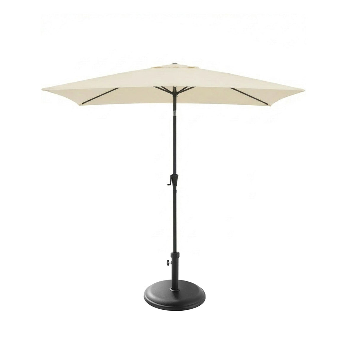 Square 2m Cream LED Parasol with 25kg Parasol Base - Black Concrete - Laura James