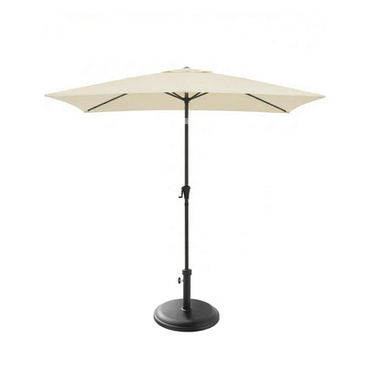Square 2m Cream LED Parasol with 25kg Parasol Base - Black Concrete - Laura James