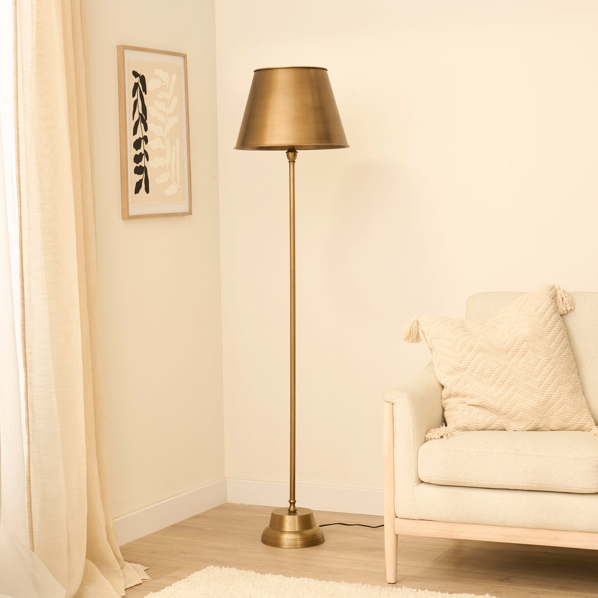 Stowe Gold Metal Floor Lamp - 136cm - Laura James