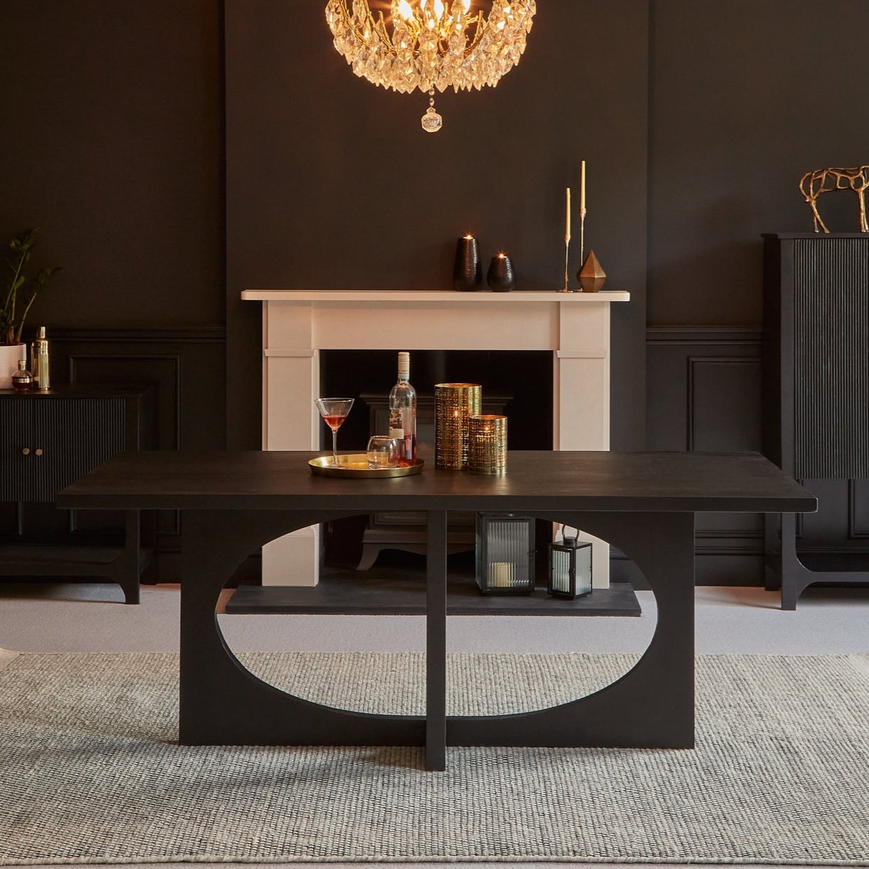 Jade Rectangular Jet Black Acacia Wood Dining Table - Laura James 