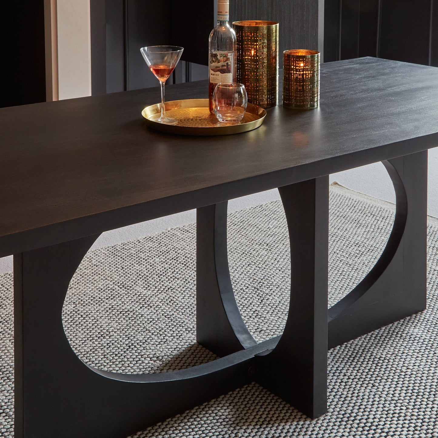 Jade Rectangular Jet Black Acacia Wood Dining Table - Laura James 