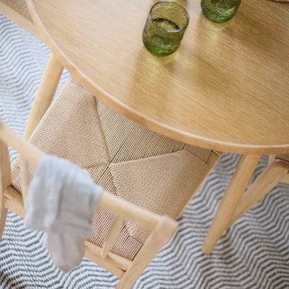 Tilly 100cm Round Dining Table - 4 Seater - Tilly Dining Chairs - Whitewash Oak & Natural String - Laura James