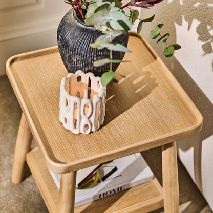 Tilly 40cm Square Side Table - Whitewash Oak - Laura James