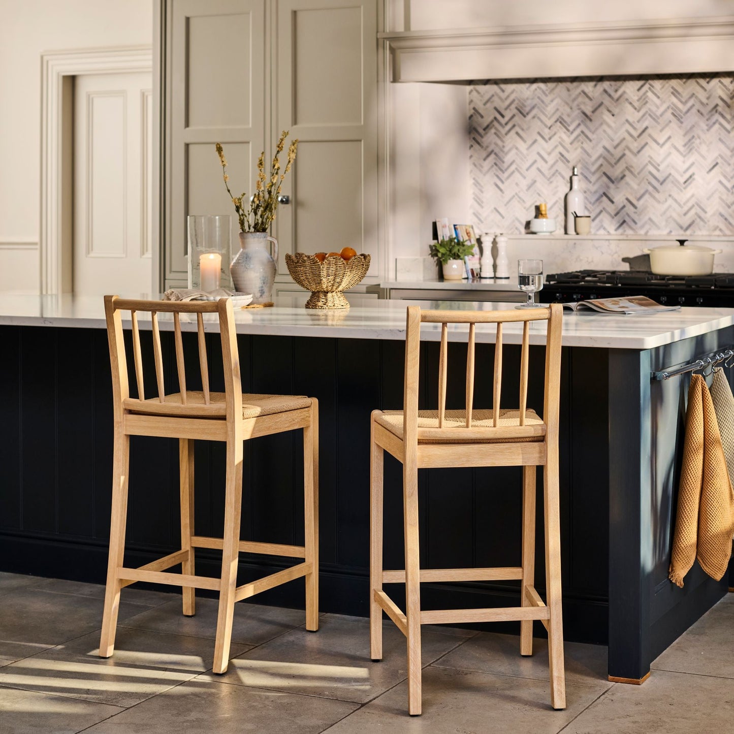 Tilly Bar Stool - Whitewash Oak & Paper Cord - Laura James