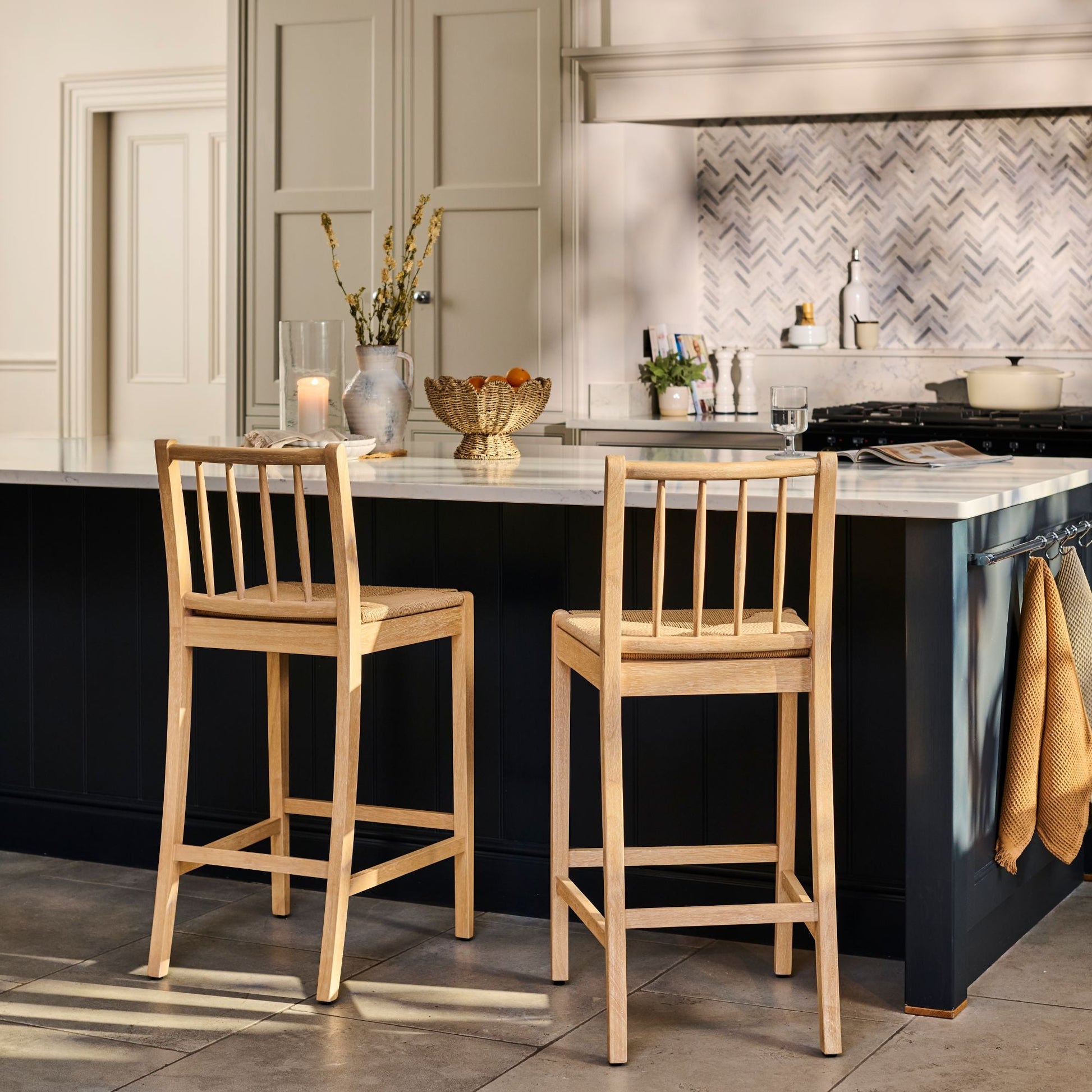 Tilly Bar Stool - Whitewash Oak & Paper Cord - Laura James