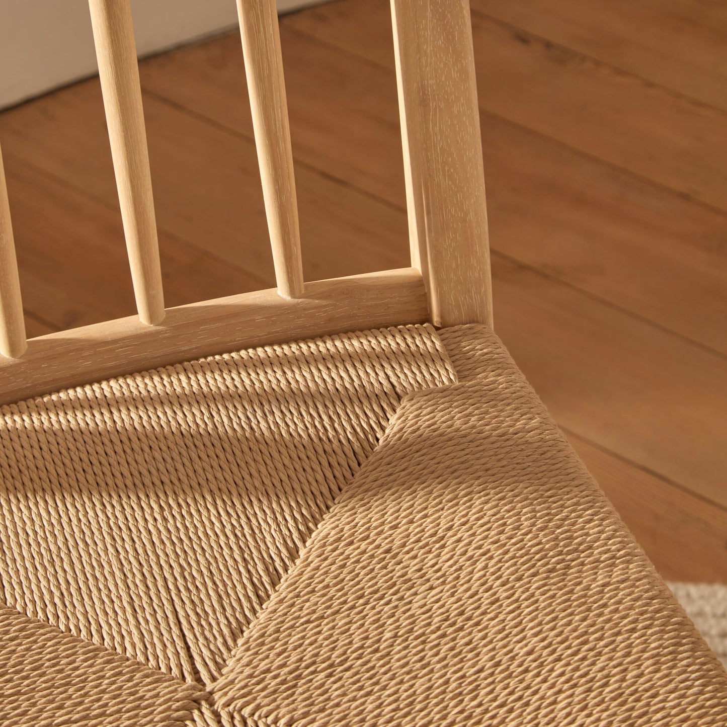 Tilly Natural String Dining Chairs - Set of 2 - Whitewash Oak Legs - Laura James