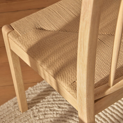 Tilly Natural String Dining Chairs - Set of 2 - Whitewash Oak Legs - Laura James