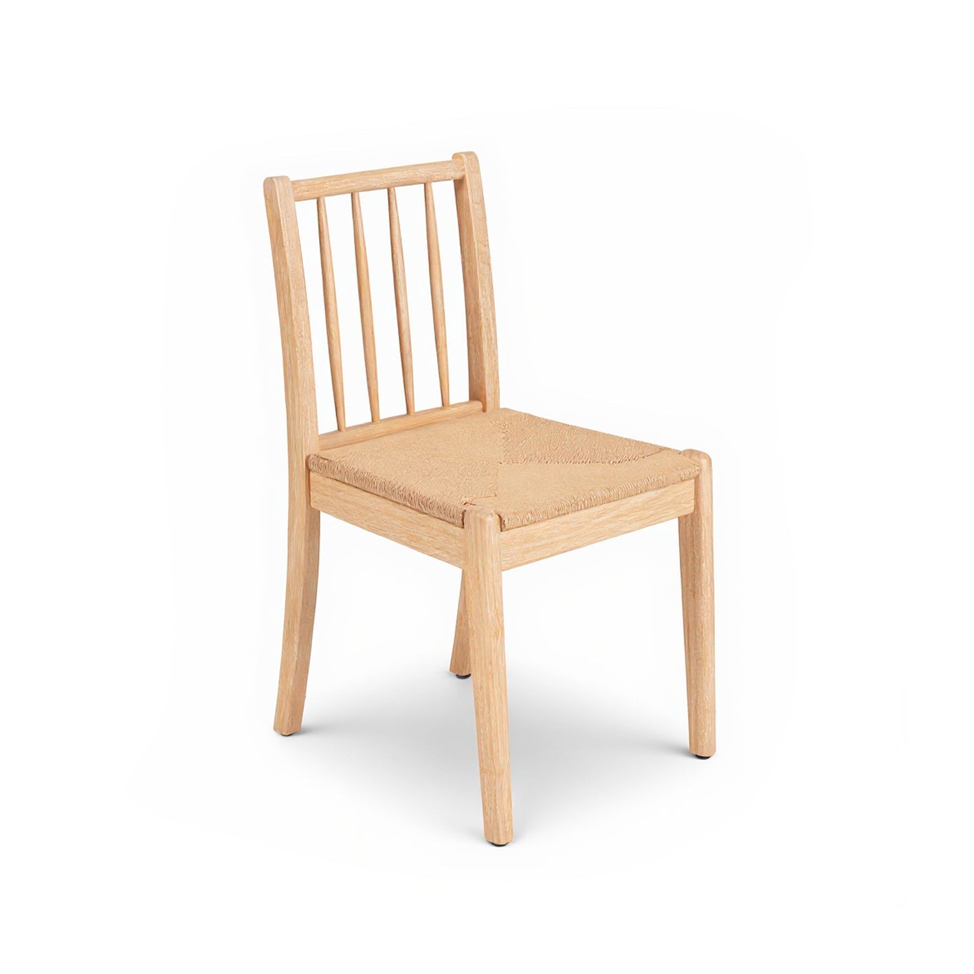 Farren Whitewash Oval Dining Table Set - 6 Seater - Tilly Natural String Dining Chairs - Whitewash Oak Legs - Laura James