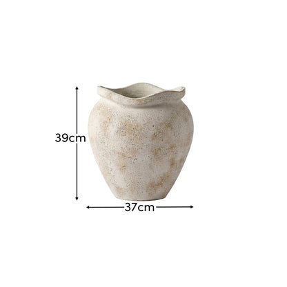 Tomar Fiber Cement 38.5cm Planter - Rustic White - Laura James