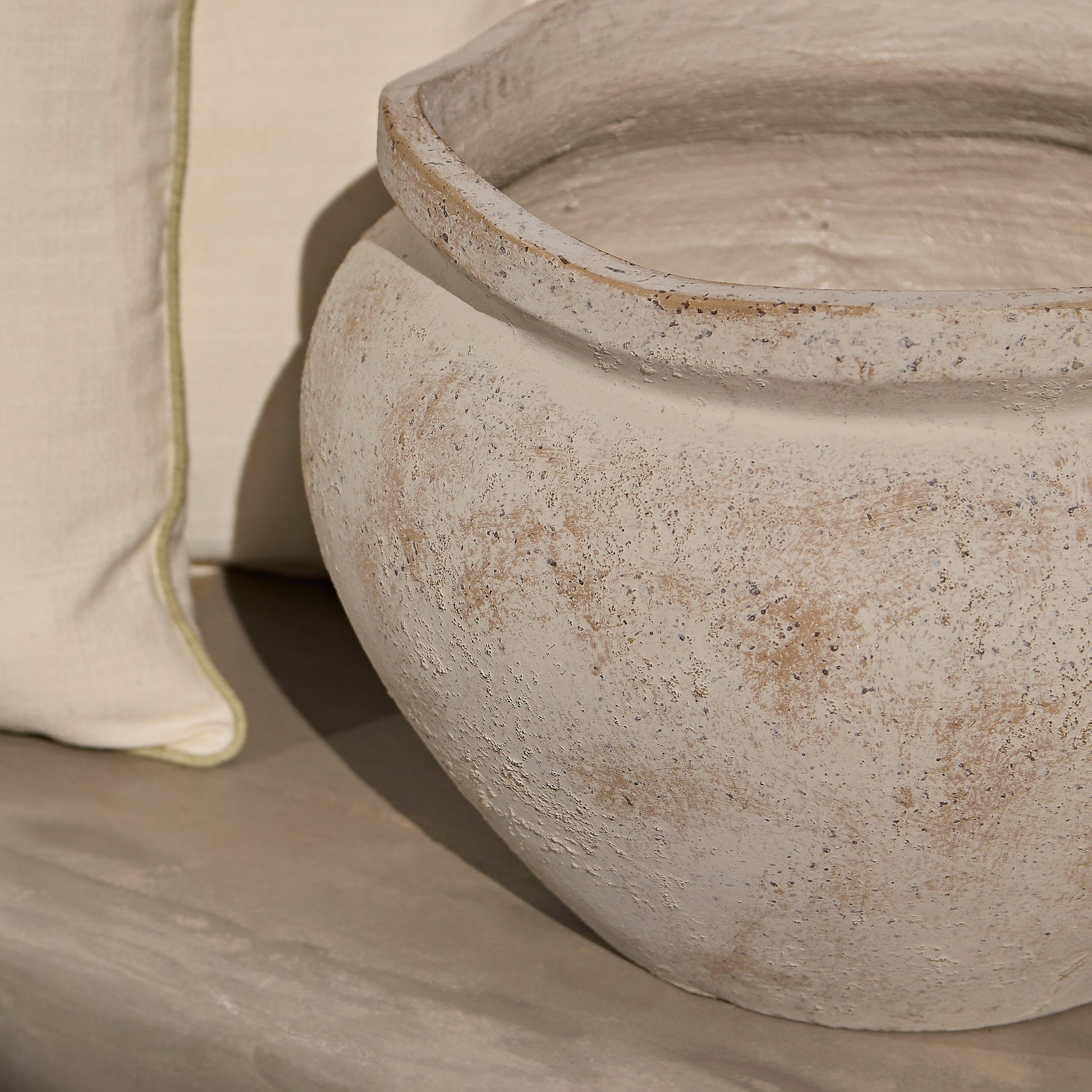 Tomar Fiber Cement 29.5cm Wide Planter - Rustic White - Laura James