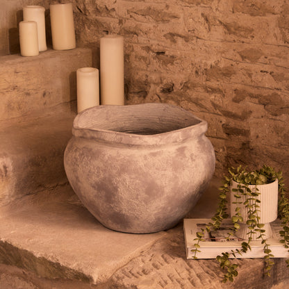 Tomar Fiber Cement 29.5cm Wide Planter - Rustic Grey - Laura James
