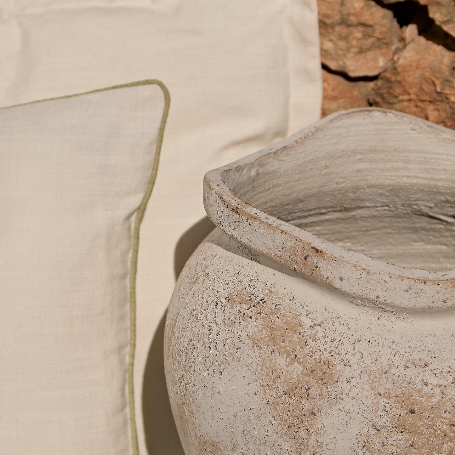Tomar Fiber Cement 38.5cm Planter - Rustic White - Laura James