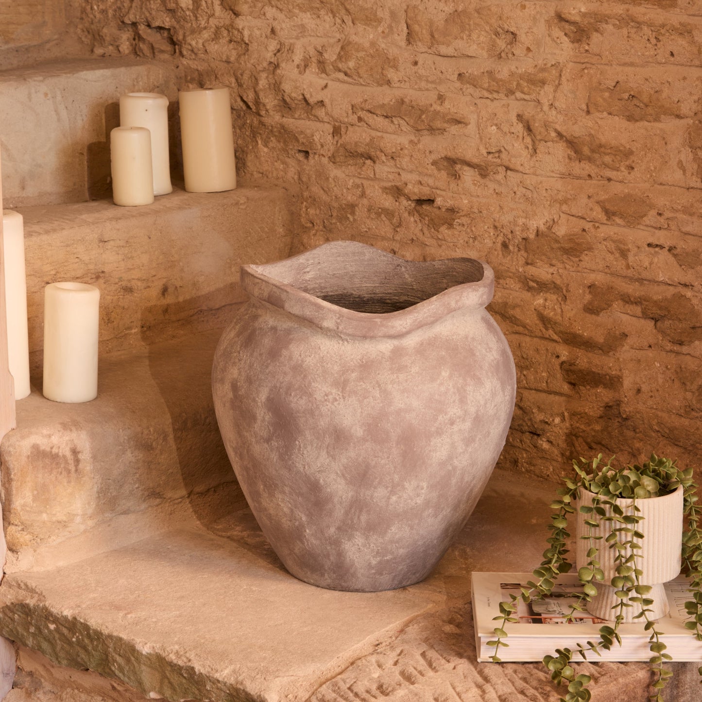 Tomar Fiber Cement 38.5cm Planter - Rustic Grey - Laura James