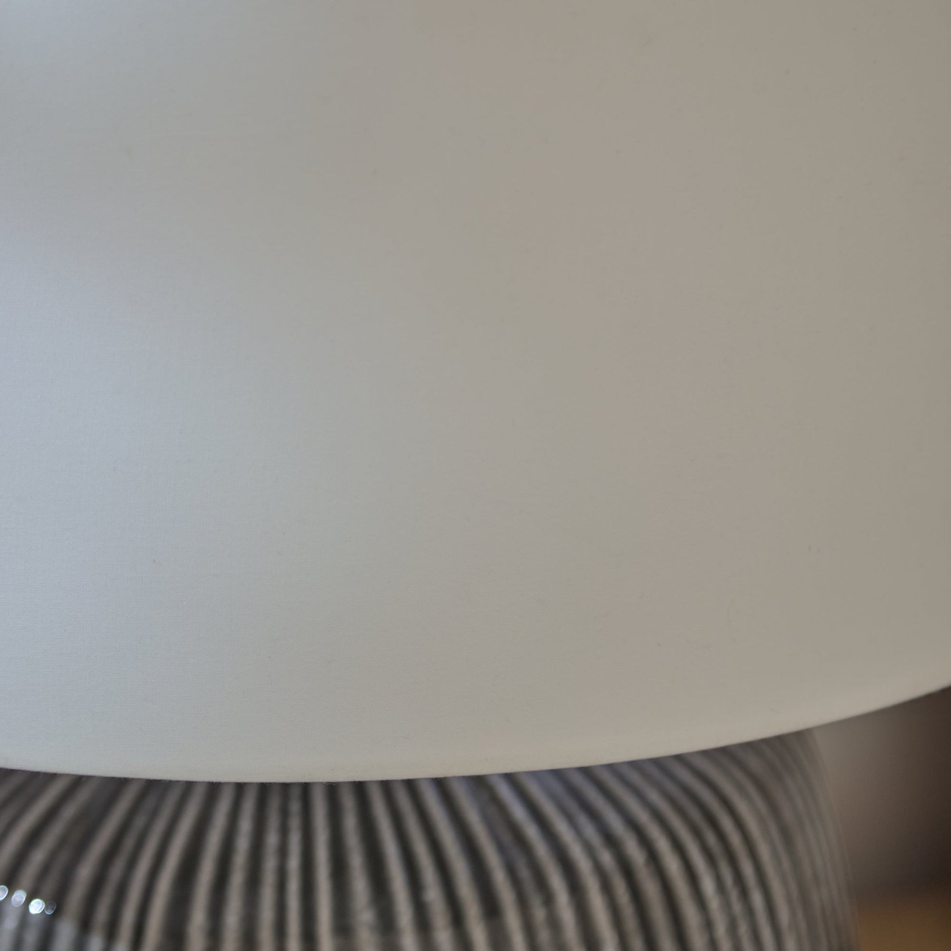 Tongham 31cm Ceramic Lamp Base - Dark Grey & Coningsby 40cm Cotton Lamp Shade - Snow White - Laura James