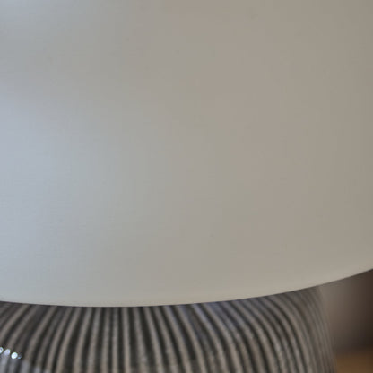 Tongham 31cm Ceramic Lamp Base - Dark Grey & Coningsby 40cm Cotton Lamp Shade - Snow White - Laura James