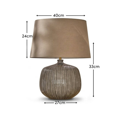 Tongham 31cm Ceramic Lamp Base - Dark Grey & Coningsby 40cm Cotton Lamp Shade - Taupe - Laura James