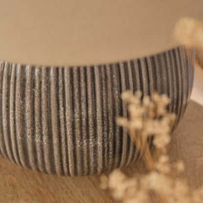 Tongham 31cm Ceramic Lamp Base - Dark Grey & Coningsby 40cm Cotton Lamp Shade - Taupe - Laura James