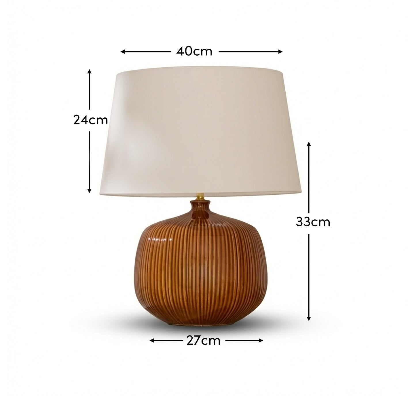 Tongham 31cm Ceramic Lamp Base - Saffron Yellow & Coningsby 40cm Cotton Lamp Shade - Snow White - Laura James