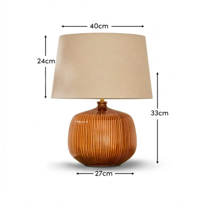 Tongham 31cm Ceramic Lamp Base - Saffron Yellow & Coningsby 40cm Cotton Lamp Shade - Taupe - Laura James