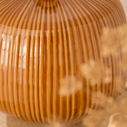 Tongham 31cm Ceramic Lamp Base - Saffron Yellow & Coningsby 40cm Cotton Lamp Shade - Taupe - Laura James