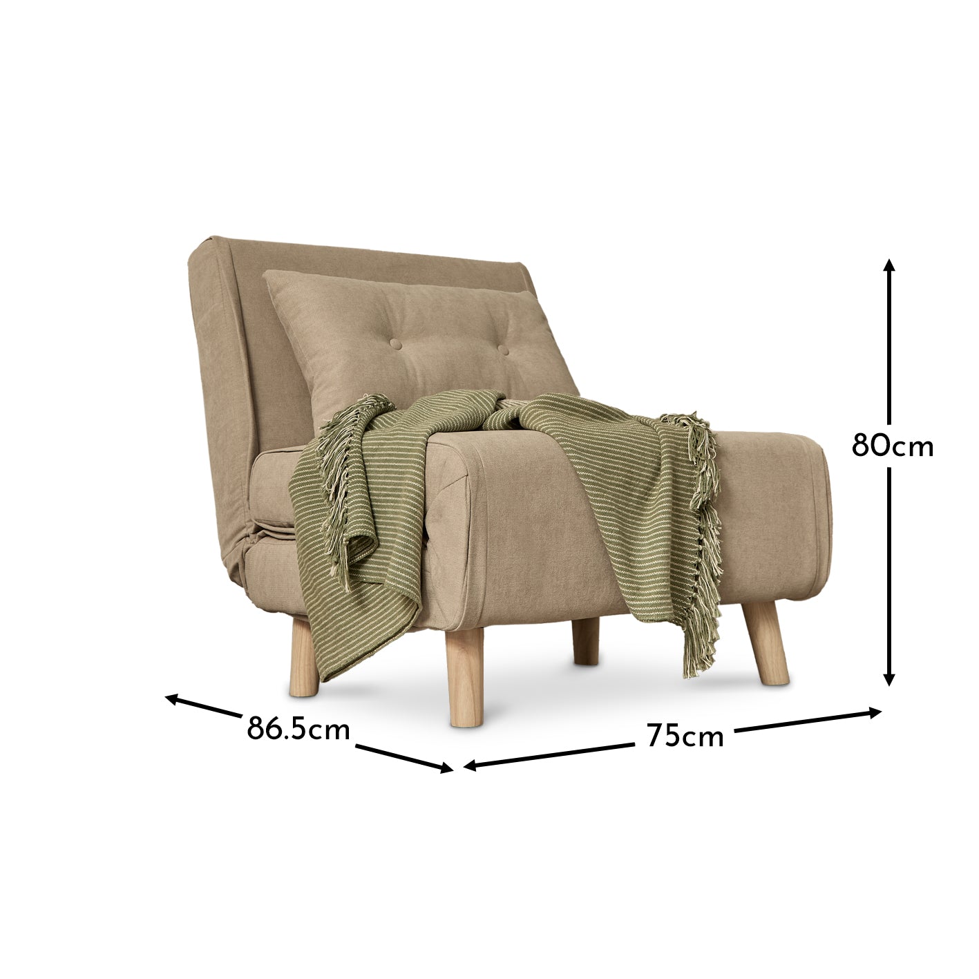 Una Single Sofa Bed - Soft Beige - Laura James 