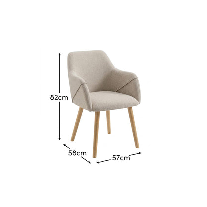 Freya Oat Boucle Armchairs - Set of 2 - Pale Oak Legs - Laura James