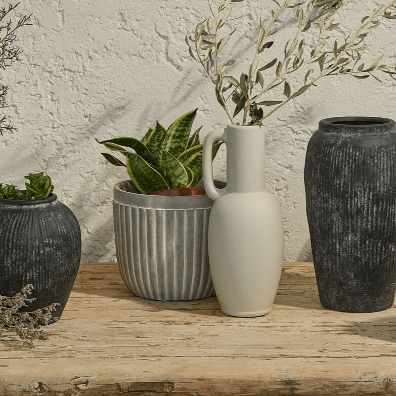 Claremount Grey Cement Plant Pot - 18cm - Laura James