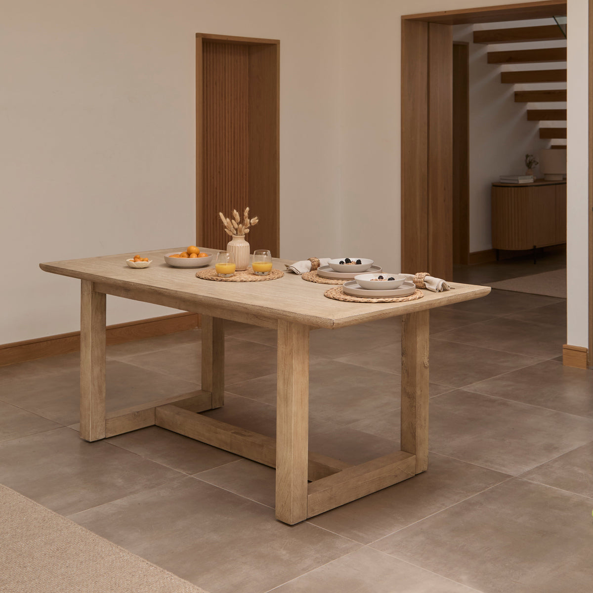 Valdis Mangowood & Travertine Dining Table - Laura James