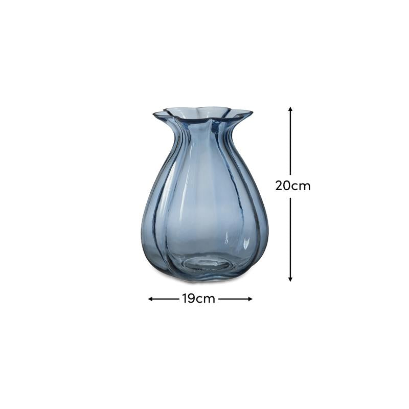 Verona 20cm Glass Vase - Cornflower Blue DIMS - Laura James