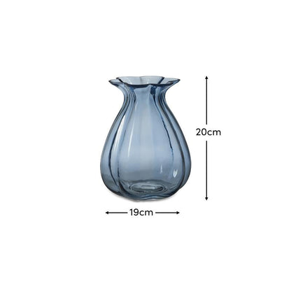 Verona 20cm Glass Vase - Cornflower Blue DIMS - Laura James
