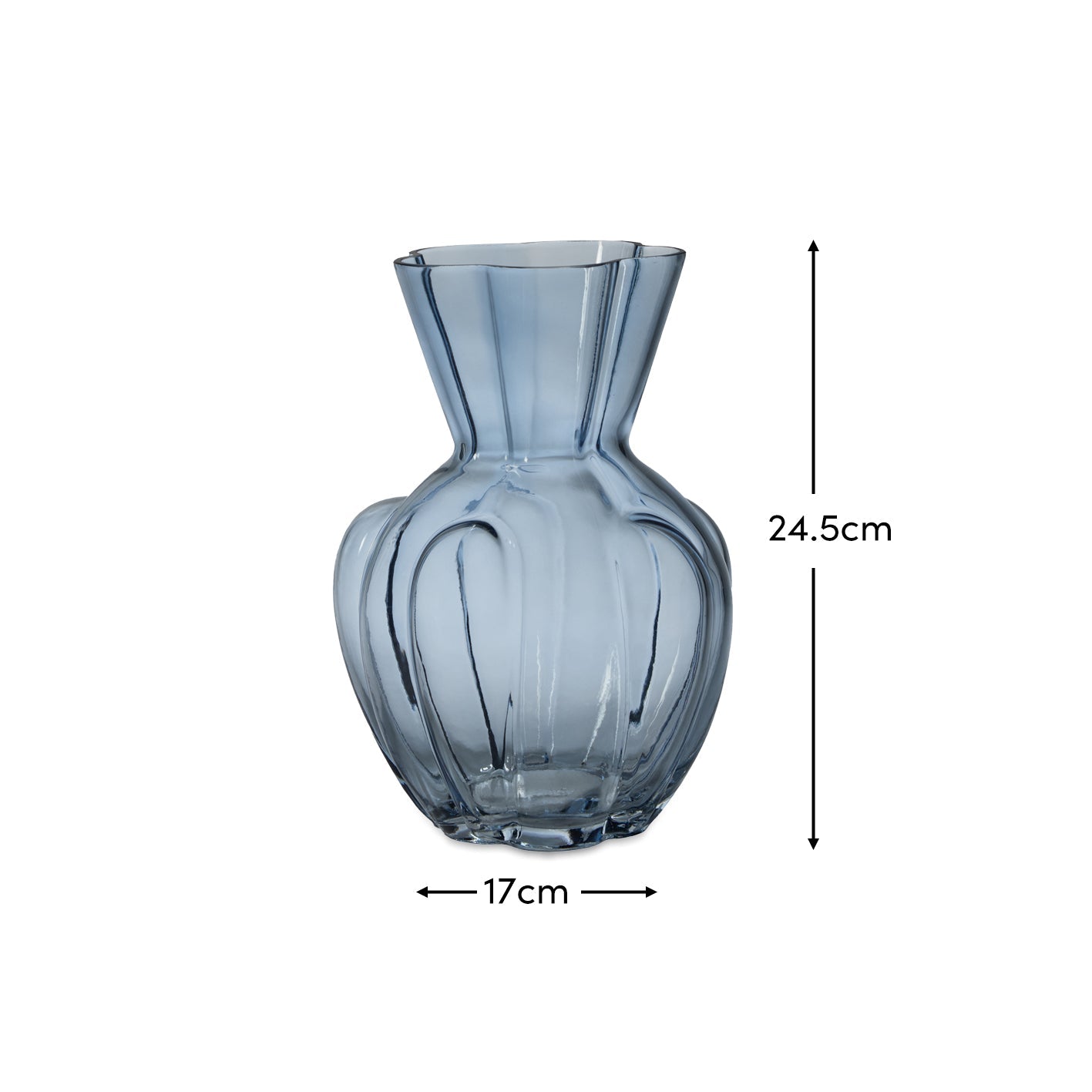 Verona 25cm Glass Vase - Cornflower Blue DIMS - Laura James