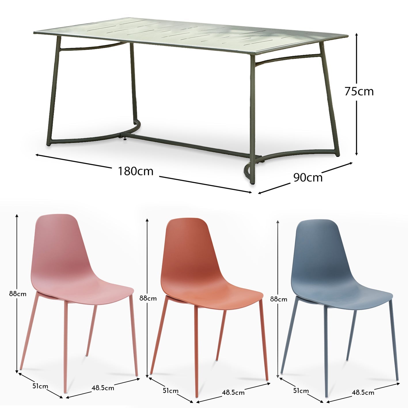 Wilder Metal 6 Seater Garden Table Set with Wren Garden Chairs - Laura James 