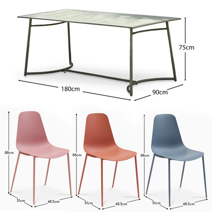 Wilder Metal 6 Seater Garden Table Set with Wren Garden Chairs - Laura James 