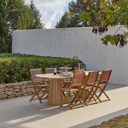 Willow 8 Seater White Acacia Oval Garden Dining Set with Cove Pink Rope Chairs