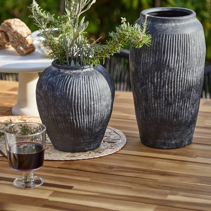 Willow Whitewash Outdoor Oval Dining Table with Black Rope Chair - Laura James