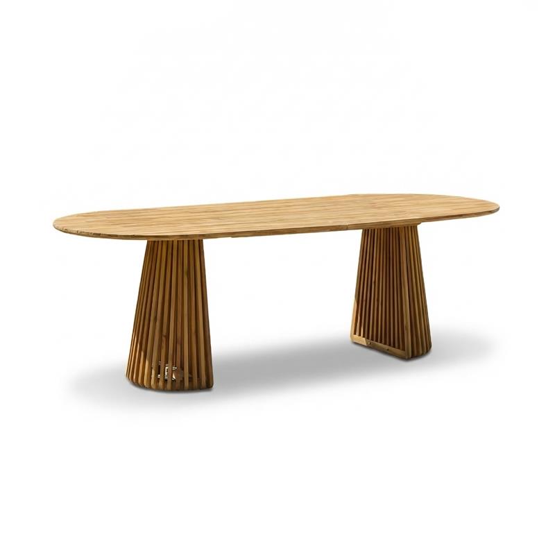 Willow 8 Seater Oval Garden Dining Table - Brushed Light Acacia -Laura James