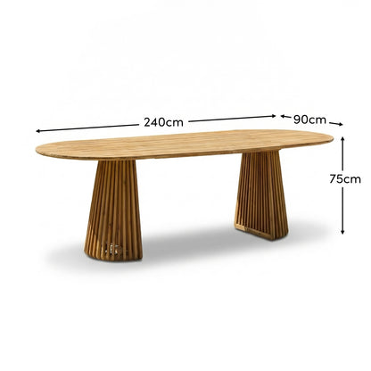 Willow 8 Seater Oval Garden Dining Table - Brushed Light Acacia -Laura James