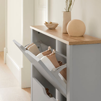 Windsor Shoe Cabinet - 3 Door - Grey
