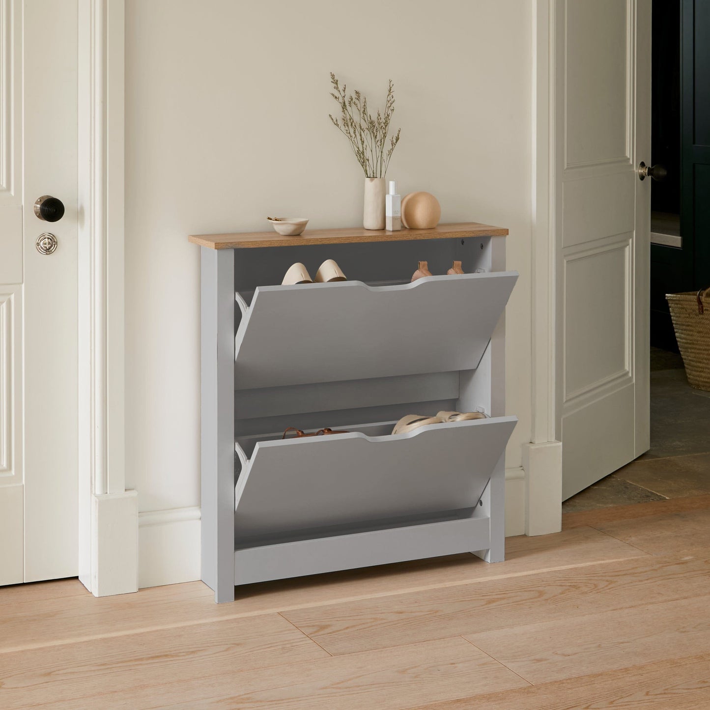 Windsor Shoe Cabinet - 2 Door - Grey