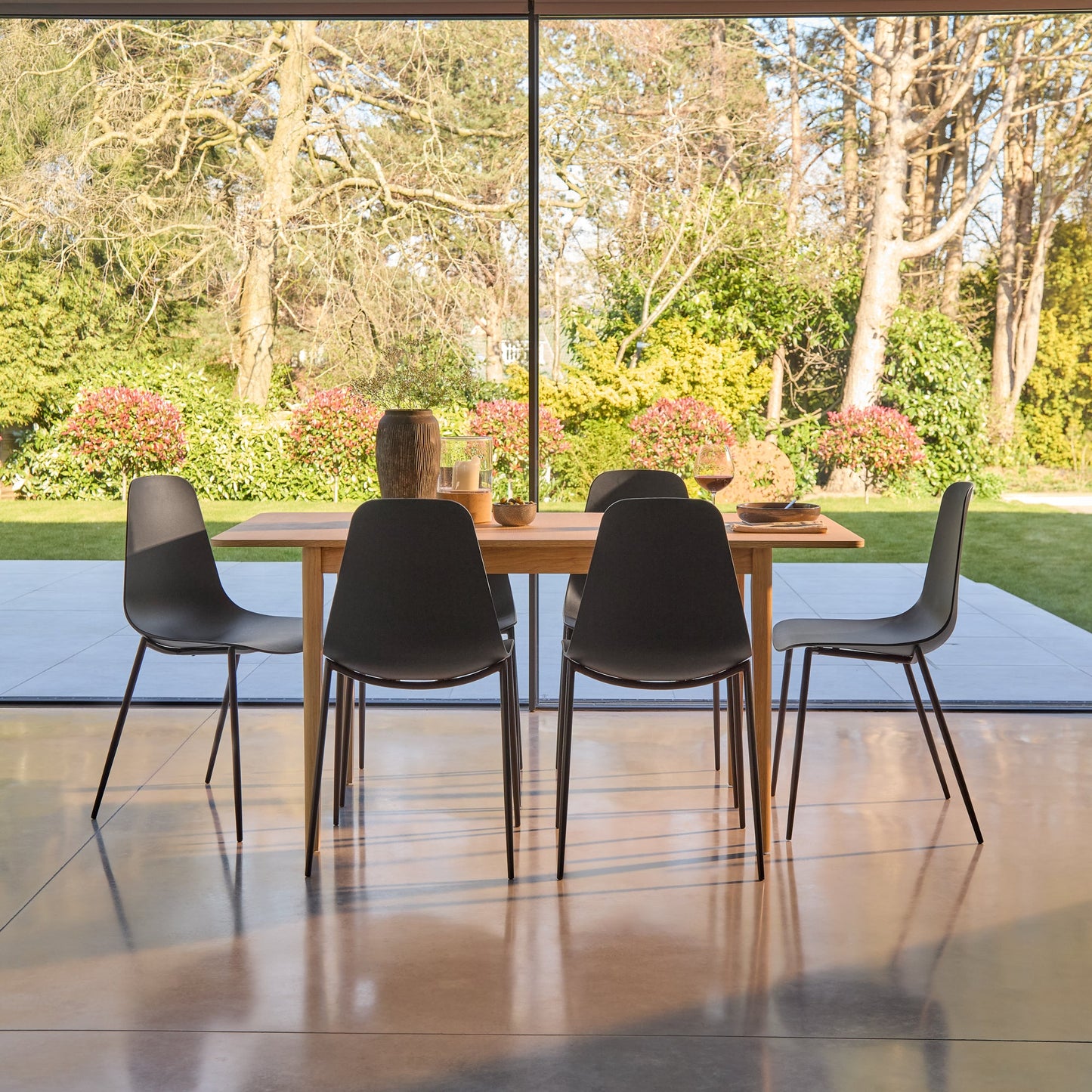 Paul Whitewash Extendable Dining Table Set - 6 Seater - Wren Black Dining Chairs - Laura James 